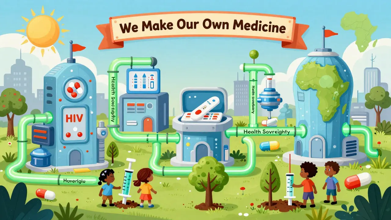 African factories produce pills, tests, and injections under a banner of health sovereignty.