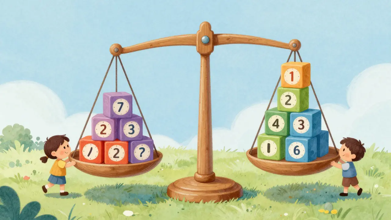 Balance scale with stacked blocks showing time recovery concept.