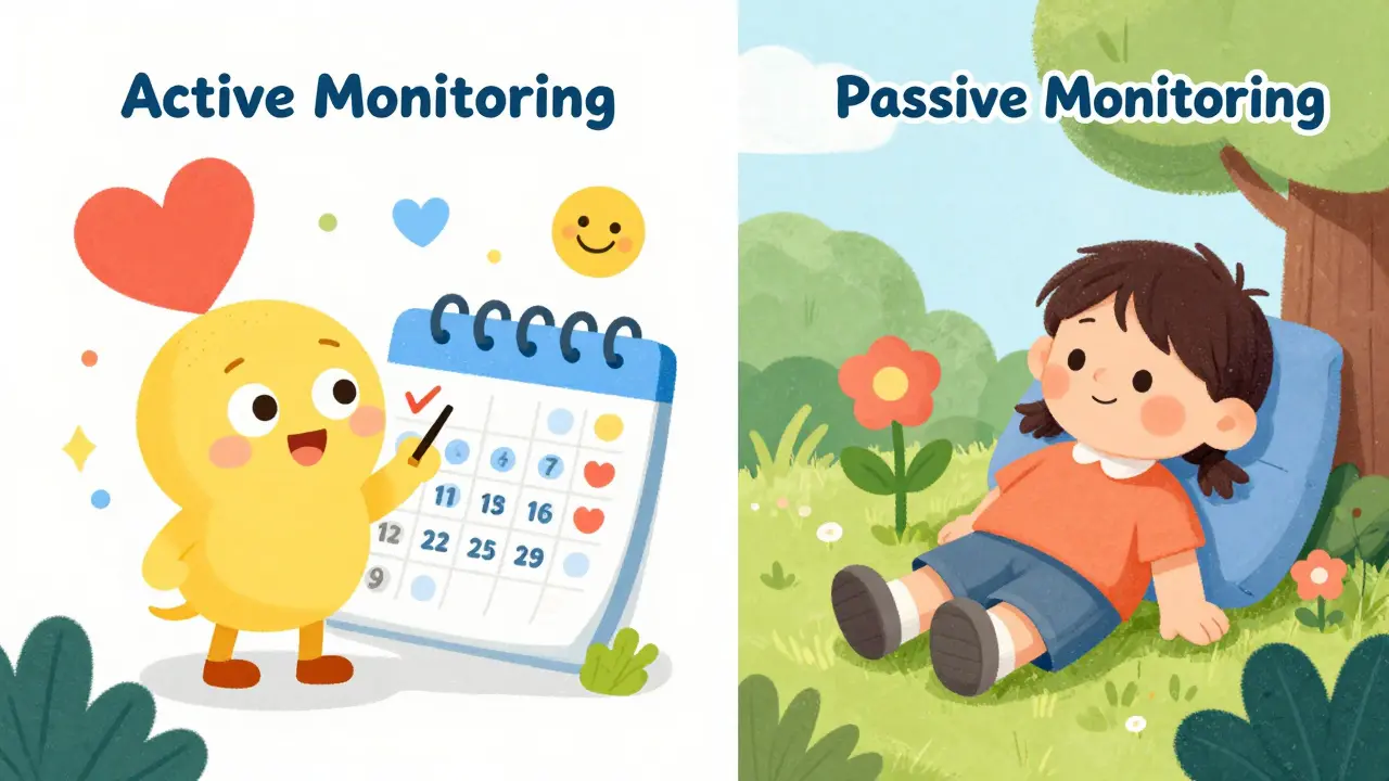 Comparison of active and passive health monitoring using cheerful characters