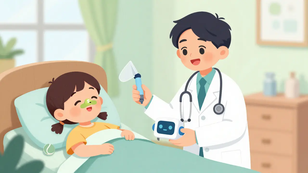 Friendly doctor offering safe sleep aids like nasal strips