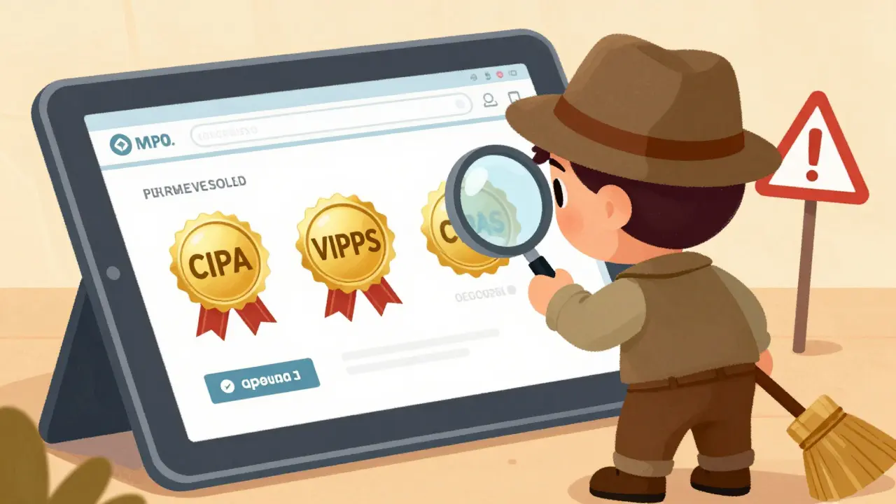 Detective checking safety seals on online pharmacy site