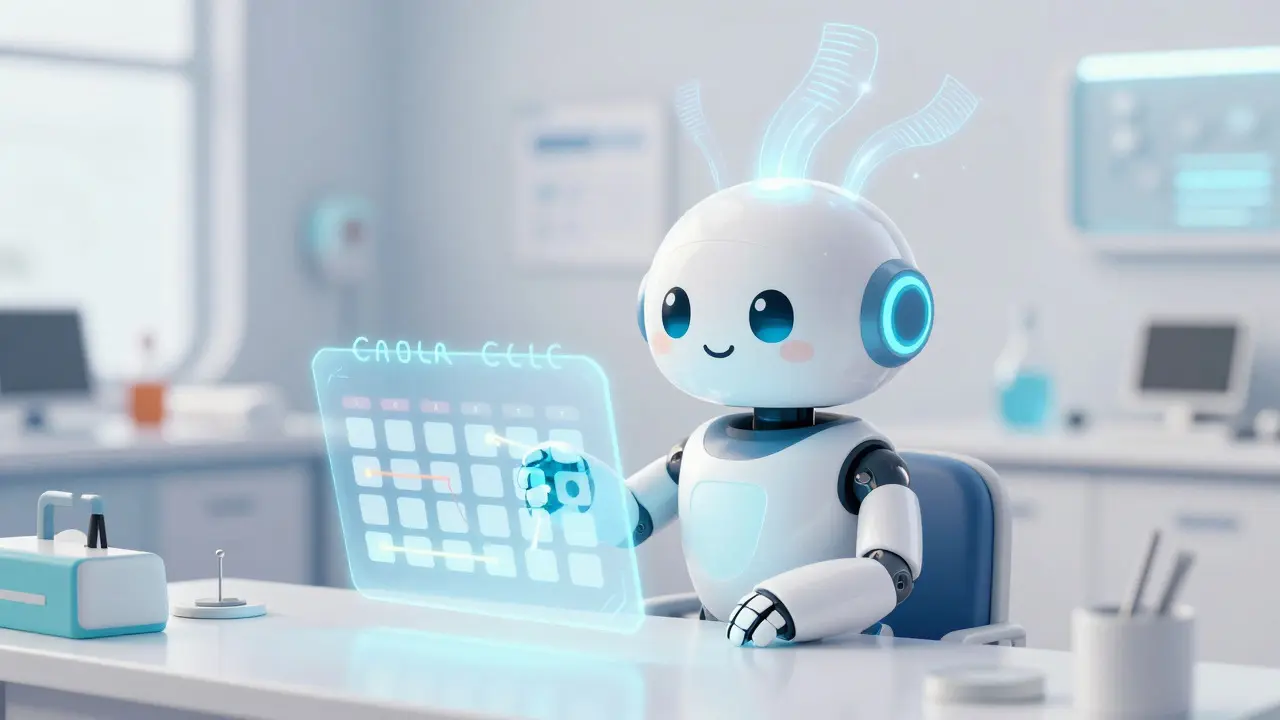 Cute robot using AI holograms to predict future events